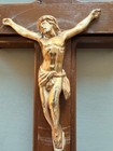 Vintage Wooden Crucifix Wall Cross Metal Corpus Hidden Compartment