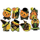 8 Retro Cutout Halloween Decorations Pumpkin Witch Cat Vintage Style By Beistle