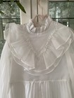 Vtg Merry Girl Party Dress Girl s White Lace Dress Sz 7 Sheer Ruffle Pleated