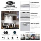 36 In  Under Cabinet Range Hood  Push Button  Mesh Filters In Stainless Steel