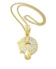 Brass Gold Plated Rocafella Pendant 4mm 22   24  Cuban Chain Necklace Rc3821g