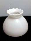 Vintage Heavy Thick Milk Glass Lamp Shade 8  Fitter Ruffled Top