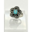 Turquoise Flower Southwestern Sterling Silver Adjustable Ring