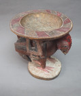 Superb West African Tribal Art Nigerian Yoruba Divination Pedestal Bowl Chicken