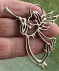 Vintage Brooch Pin Sterling Silver Angel Playing Horn Holiday Christmas