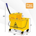 Commercial Mop Bucket With Wringer  Household Portable Mop Bucket yellow  21 Qt 