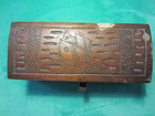Antique folk Art Burn stamped Clipper Sailing Ship Box  reese Brass Lock no Key