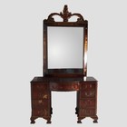 Chinese Floral Decorated Chippendale Mahogany Dressing Table   Mirror C1920