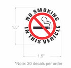 20 - No Smoking In This Vehicle Sticker   White   1 5  Dia   Outdoor Durable