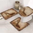 3 Pcs Bath Rug Set Leopard Print Water Absorbent Bathroom Mat Non-slip U-shap   