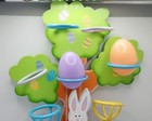 Vintage Easter Decor Bunny Rabbit Juggling Eggs Wood Shelf Holder 1990s