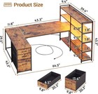 Corner Computer Desk  Reversible U Shaped Office Desk With 3 Fabric Drawers