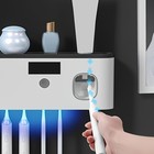 Wall Mounted Toothbrush Holder W  Toothpaste Dispenser 4 Slots