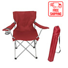Ozark Trail Basic Quad Folding Camp Chair With Cup Holder  Red  Adult