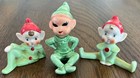 3 Vintage Porcelain Elf Pixie Figurines Japan Christmas Decoration