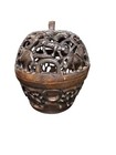 Antique African Safari Carved Wooden Bowl With Lid From Kenya