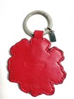 Coach Red Flower Signature Bag Charm Leather Keychain Fob Some Wear O  Metal See