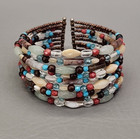 Memory Wire Layered Bracelet Vtg Southwestern Multicolor Expandable Tapered