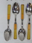 Vtg Bakelite Butterscotch   Apple Juice Stainless Flatware 28pc Set Two Tone