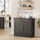 Black Wood Buffet Cabinet W  Storage  2 Door Sideboard Console Table For Dining