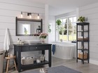 Farmhouse Mirror 41x26 Inch  Black Rustic Bathroom Mirror  Vanity Wood Framed   
