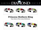 Princess Mothers Ring With 1 To 6 Simulated Birthstones In Silver  10k-14k Gold