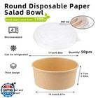 Fniiva 50 Pack 37 Oz Paper Bowls With Lids - Disposable Salad Bowls For Diet 