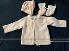 Vintage 1950s Baby Girl Knitted Sweater Sets Size New Born To 3 Months