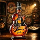 Retro Guitar Shaped Glass Bottle Sunset Gradient Borosilicate Vintage Bar Decor