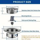 3 In 1 Stainless Steel Sink Drain Strainer Trainer Stopper Drain Basket 1pcs