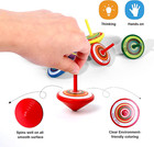 Wodi Wooden Spinning Tops  17 Pcs Wood Novelty Gyroscopes  Kids Handmade Painted