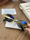 New Celine Cl40235u Gold green Lens Metal Oval Women s Sunglasses