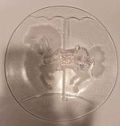 Vintage Glass Platter Frosted Etched Carousel Horse W Pink Iridescent Saddle 13 