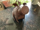 Hammered Metal Pig Figural Watering Can Folk Country Farmhouse Rusty Unique Art
