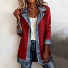 Denim Patchwork Jacket Fashion Commuter Lapel Button-down Long-sleeved Top For W