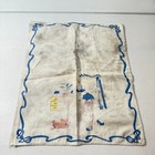 Vintage Tea Towel Pinup Girl Naughty Lady Blue Cotton Risque Retro