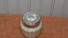 Vtg  Glass Vanity Jar  Silver-toned Embossed Lids Collectible Decor Avon Powder