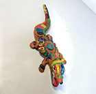 Guatemalan  Mayan Colorful Handmade Resin Figure Alligator  Croc 13    W Stone