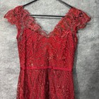 Kay Unger Red Lace Sequin V Neck Evening Gown Formal Dress Size 4 Y2k Whimsigoth