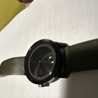Movado Bold Quartz Black Dial Black Stainless Steel Case Green Leather 42mm