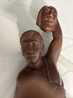 Vintage Hand Carved Wooden Tribal Head Hunter Warrior  25 Inch Tall 