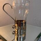 Set Of 4 Vintage Irish Coffee fountain Glasses With Brass Finish Holder Cups