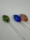 Set Of 3 Vintage Hand Blown Glass 8    Swizzle Sticks Drink Stirrer E1