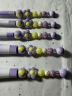 Purple Yellow White Makeup Brush Set Synthetic Fiber Decorative Handles Round