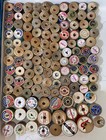 Colorful Lot 124 Vintage Wooden Spools Of Sewing Thread Vtg   All Wooden