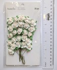 White Mini Roses On Stems Paper Flowers Scrapbook Embellishments Recollections