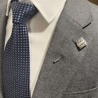 Clear Rhinestone Men Suit Brooch Lapel Pin With Box