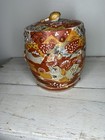 Japanese 1900-1915 Satsuma Intricate Figures Scene Large Lidded Drum Canister
