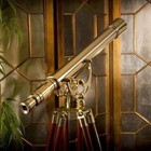 Nautical Antique Floor Standing Brass 39 Inch Telescope With Wooden Tripod Stand