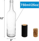 Deayou 8 Pack 750ml Bordeaux Wine Bottles  Glass Clear Bottles With 8 Corks And 